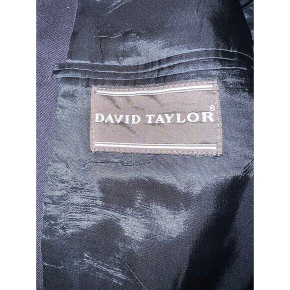 David Taylor men’s size 46L navy blue two gold button front lined padded Blazer - Picture 12 of 15